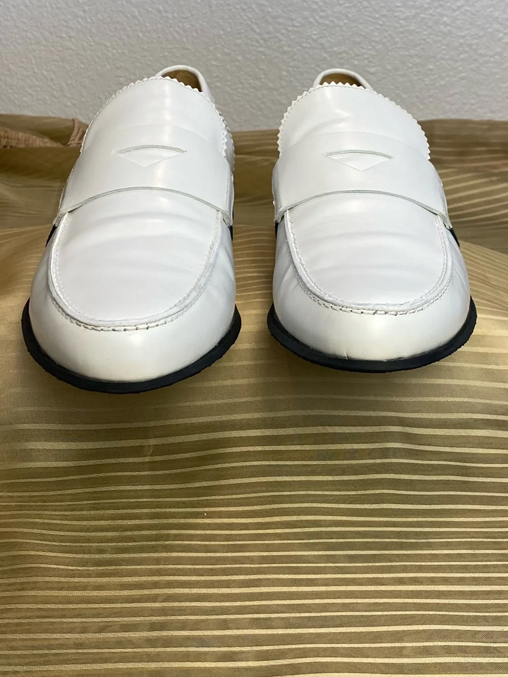 GUCCI White Leather Men's classic Loafers, 8.5